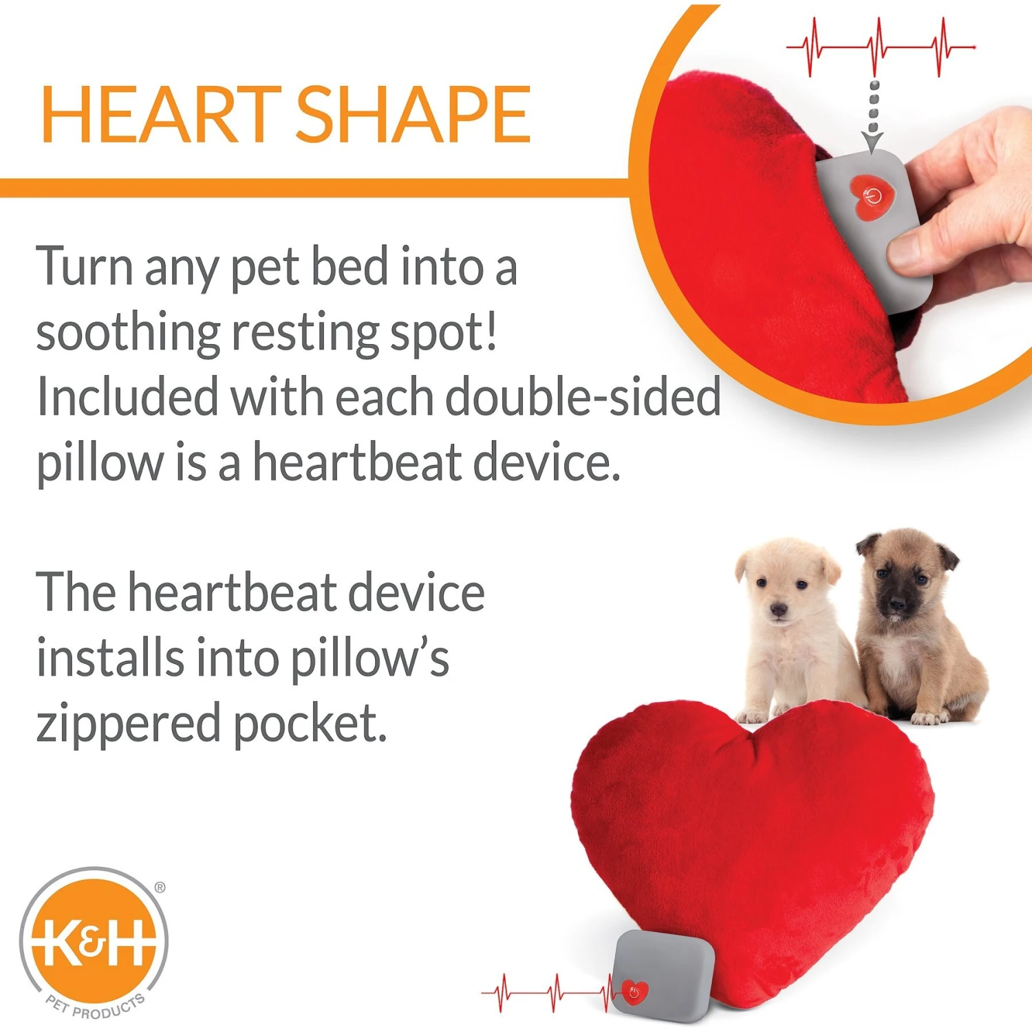 K&H Pet Products Mother's Heartbeat Puppy Heart Pillow - Image 3
