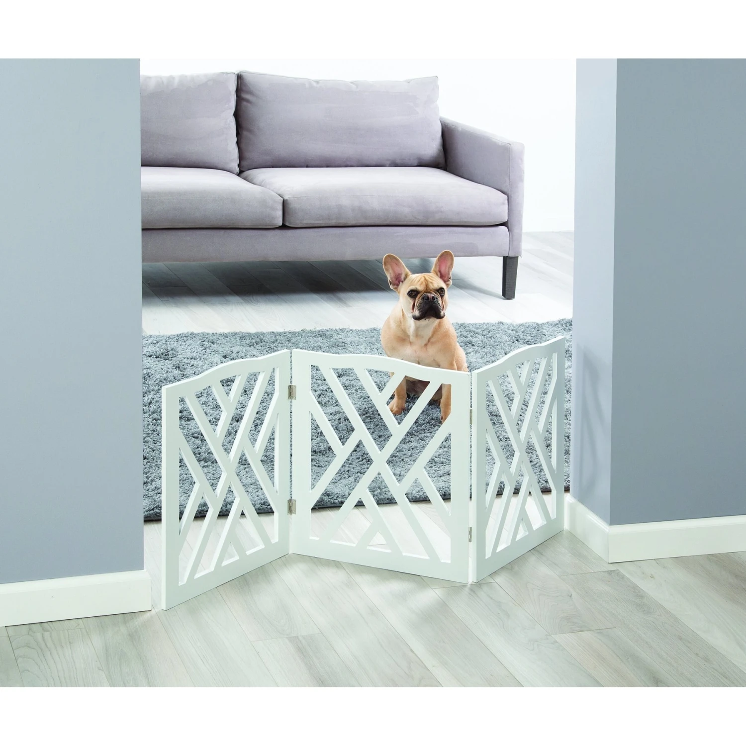 Etna White Lattice Wooden Dog Gate - Image 4