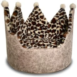 Precious Tails Leopard Crown Bolster Cat & Dog Bed