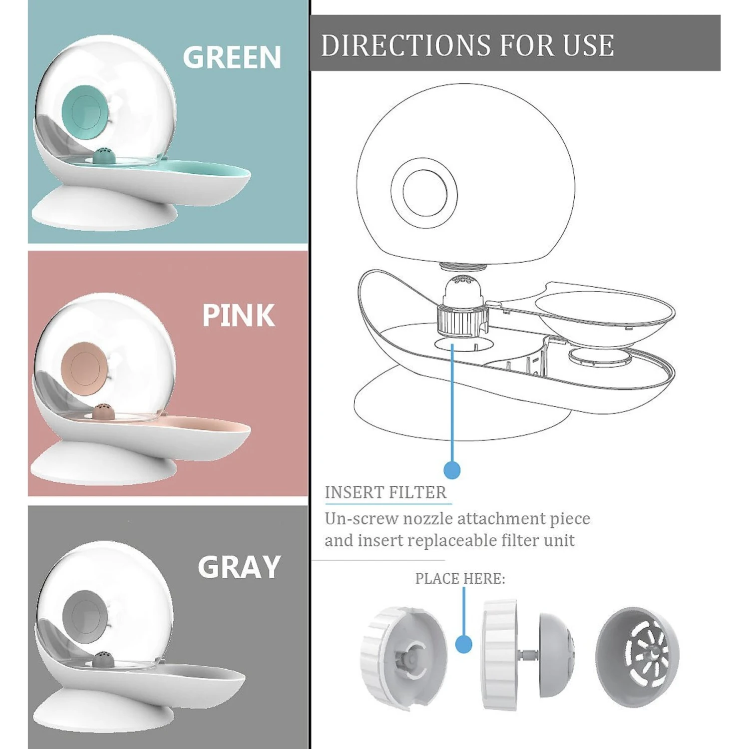 Pet Life Auto-Myst 2-in-1 Filtered Water Dispenser & Food Bowl Replacement Filters, 6 Count - Image 2