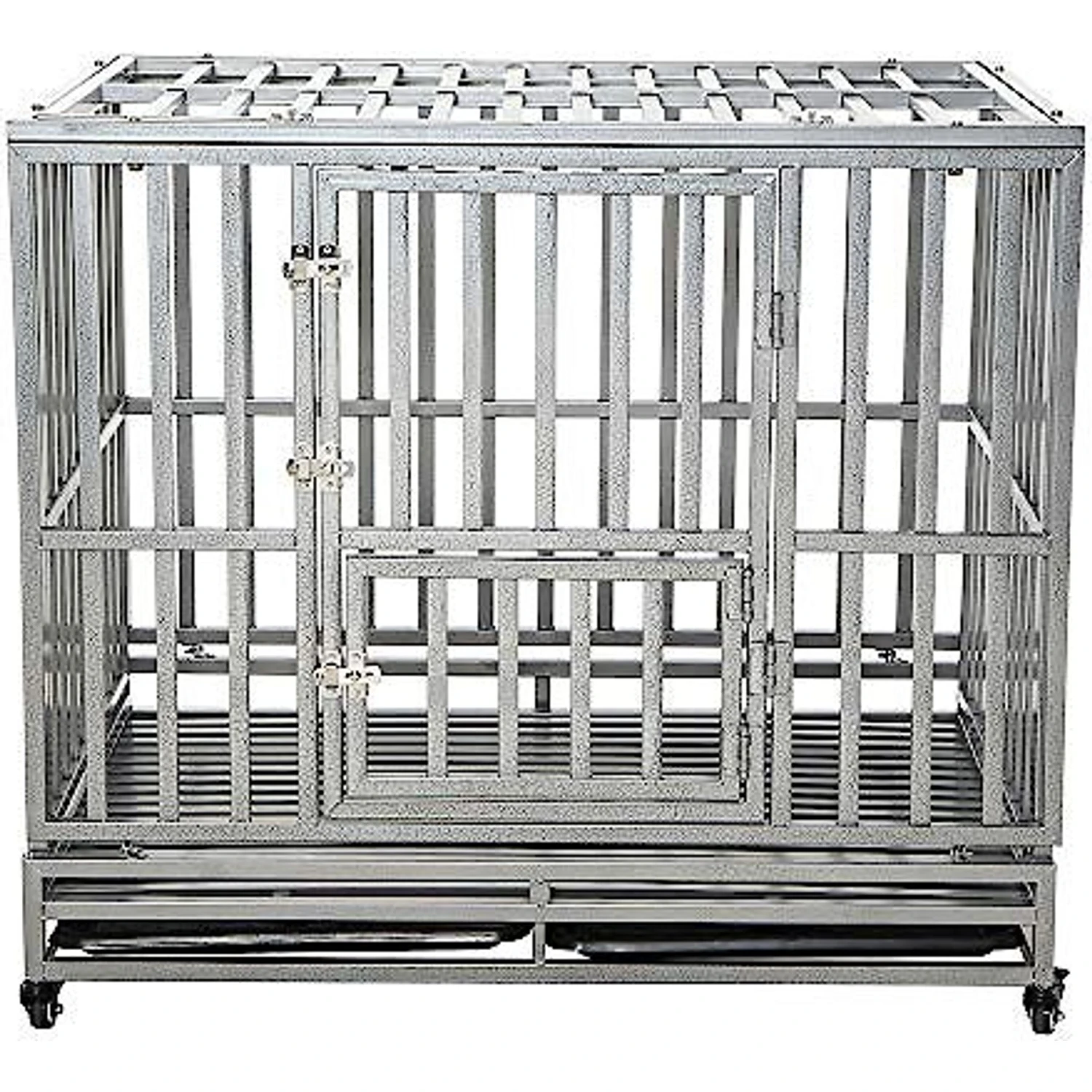 SMONTER Heavy Duty I Shape Dog Crate, Silver - Image 3