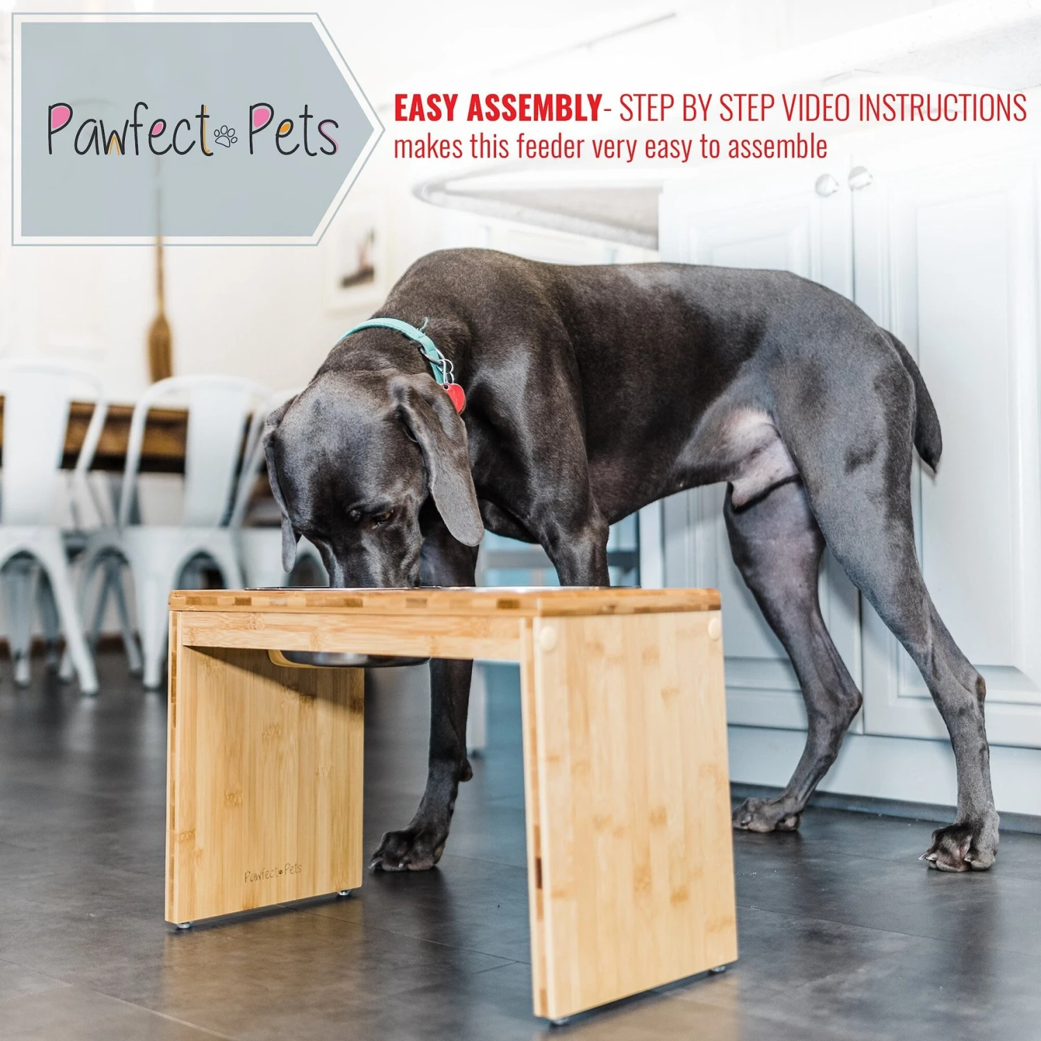 Pawfect Pets Elevated Feeder Raised Dog Bowl Stand With Four Stainless Steel Bowls, Large, 12-in - Image 2