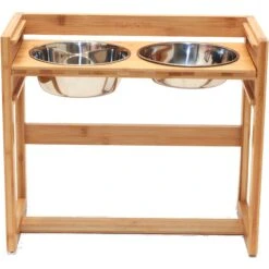 Pawfect Pets Adjustable Height Elevated Raised Dog Bowl Stand With Four Stainless Steel Bowls, Large