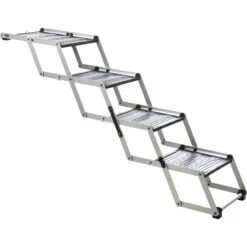 TRIXIE Heavy Duty 4-Step Foldable Dog Stairs, Silver/Black