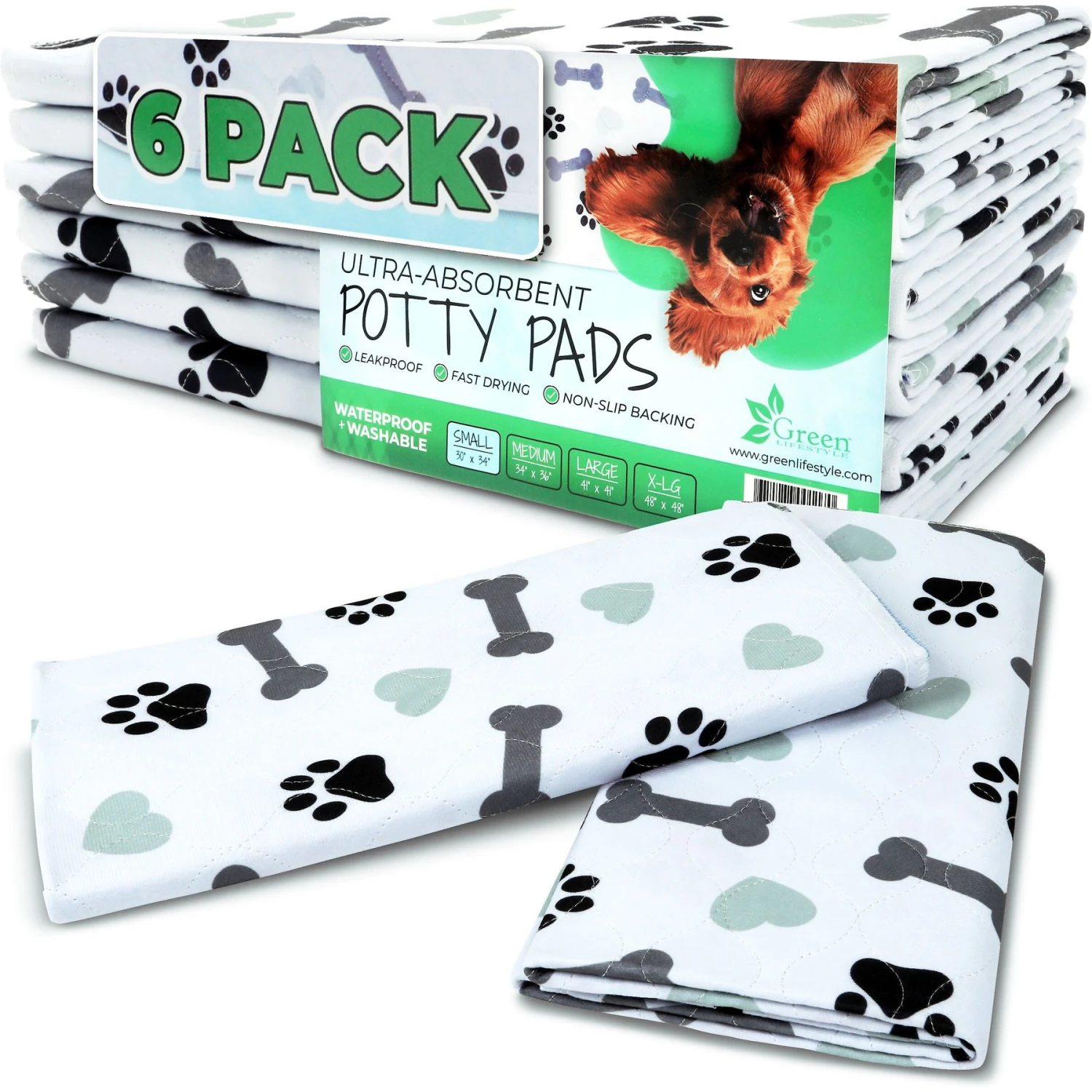 Green Lifestyle Printed Reusable Cat & Dog Pee Pads, Blue & White