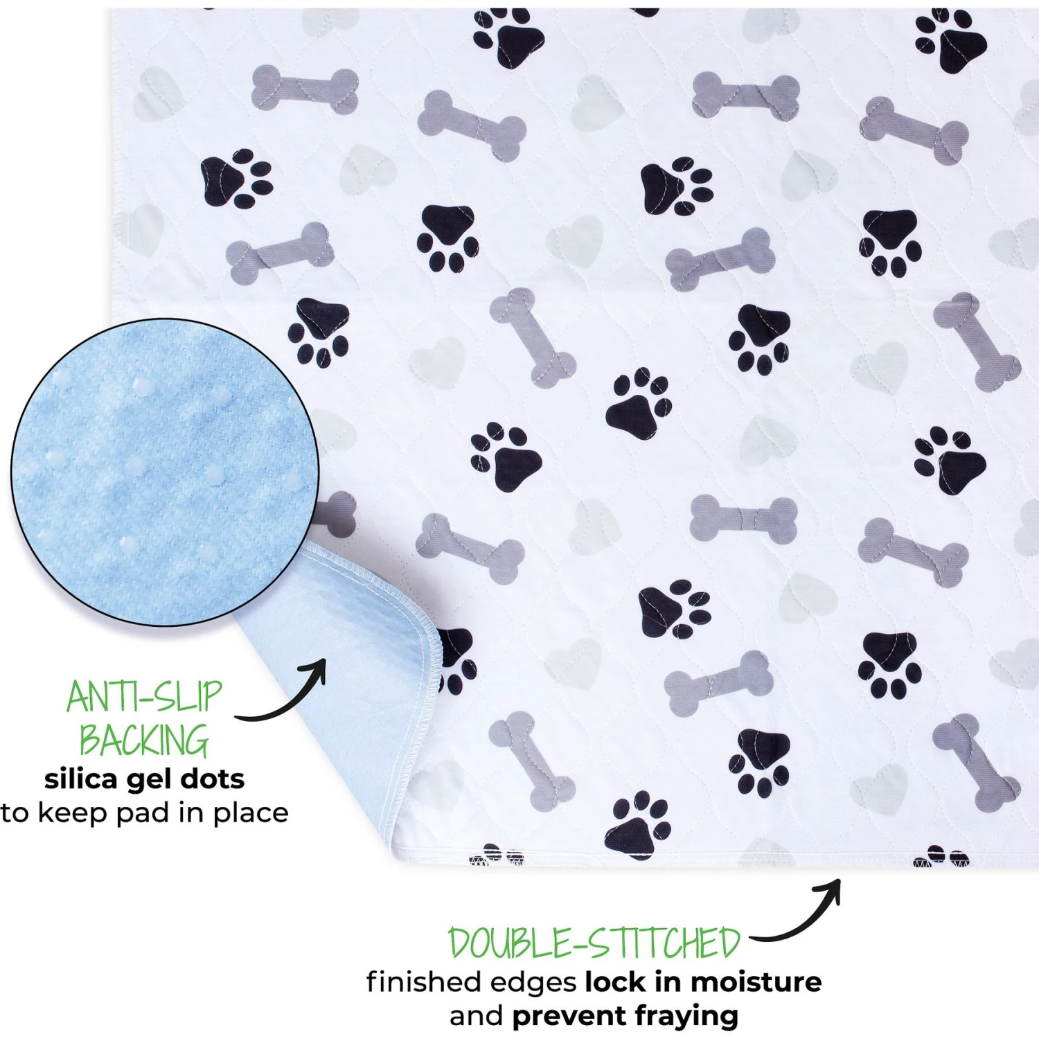 Green Lifestyle Printed Reusable Cat & Dog Pee Pads, Blue & White - Image 3