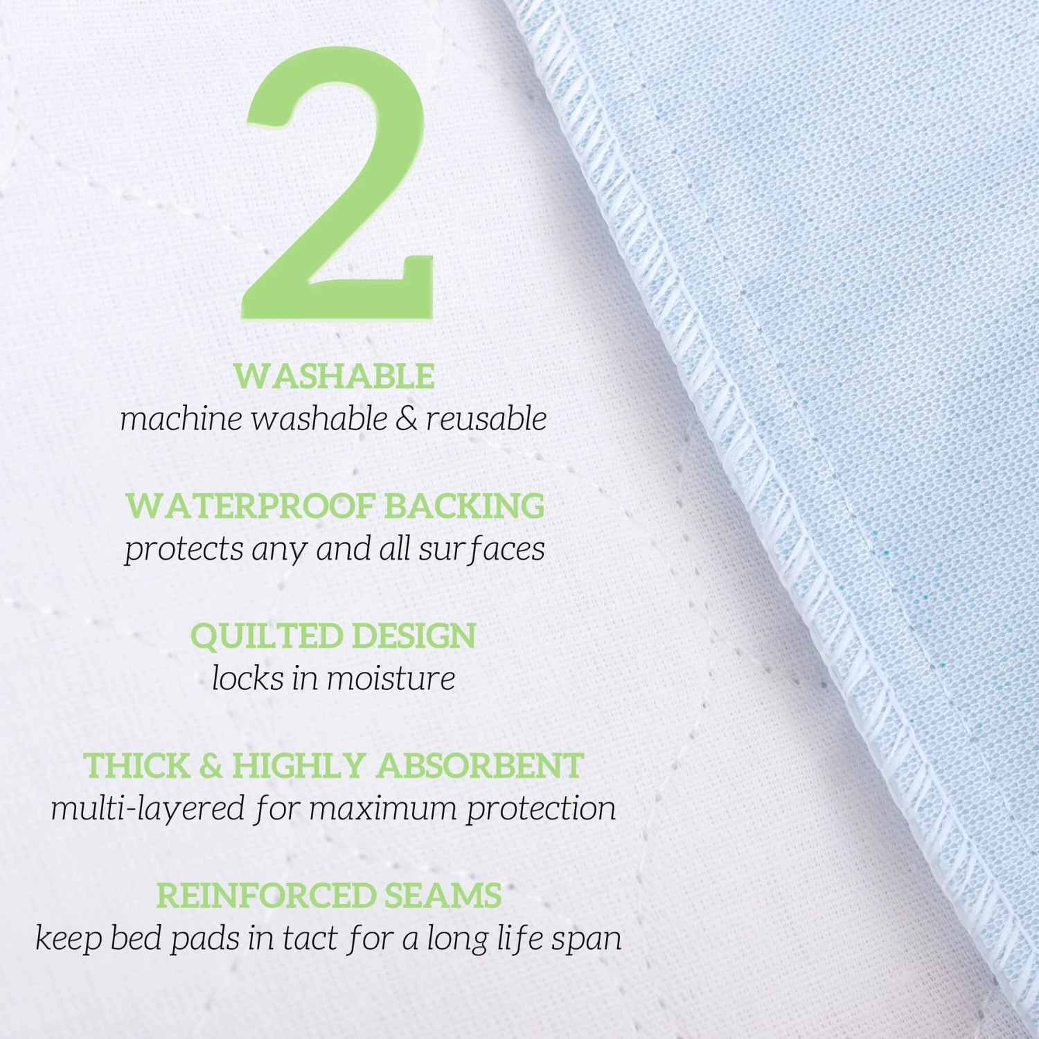 Green Lifestyle Blue Reusable Dog Pee Pads, 2-pack - Image 3