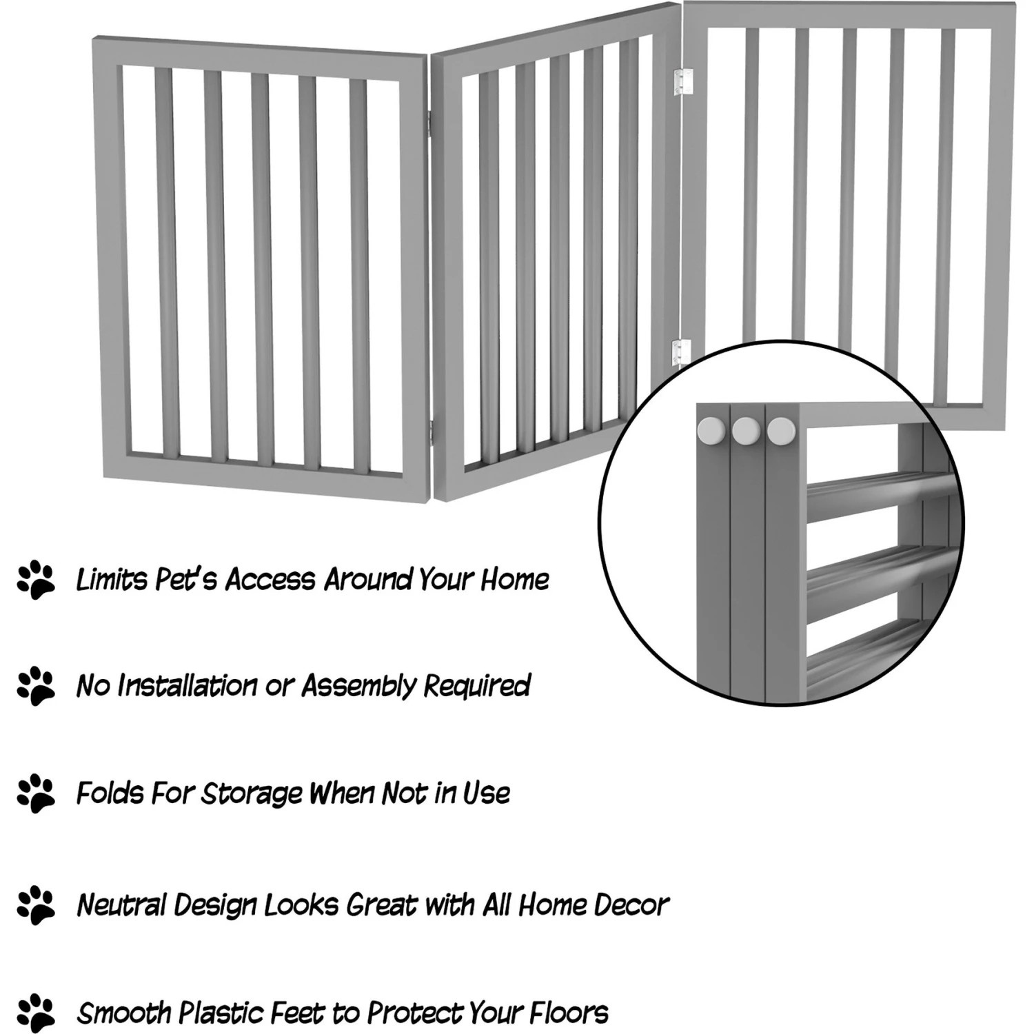 Pet Adobe Freestanding 3-Panel Wood Dog Gate - Image 3