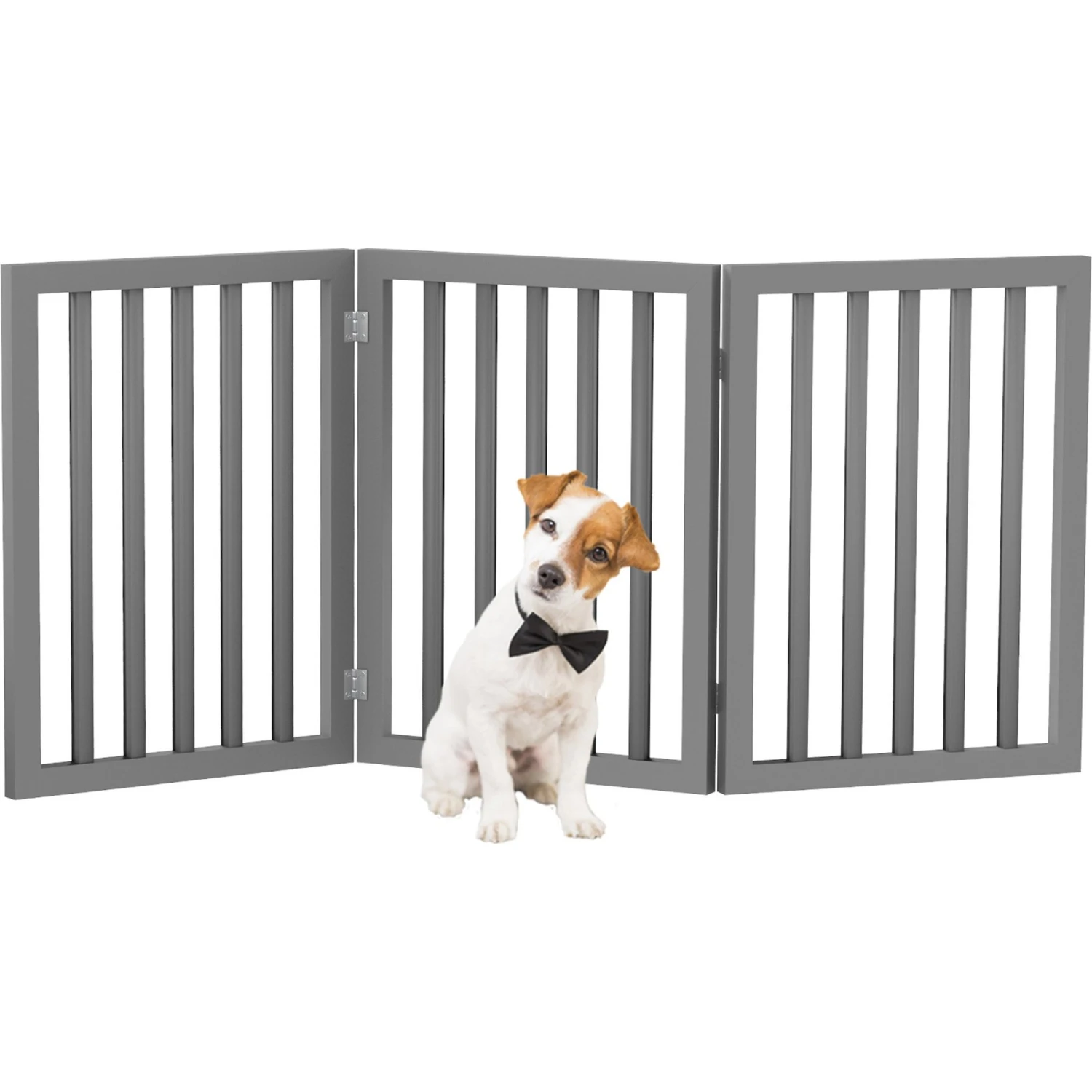Pet Adobe Freestanding 3-Panel Wood Dog Gate - Image 7