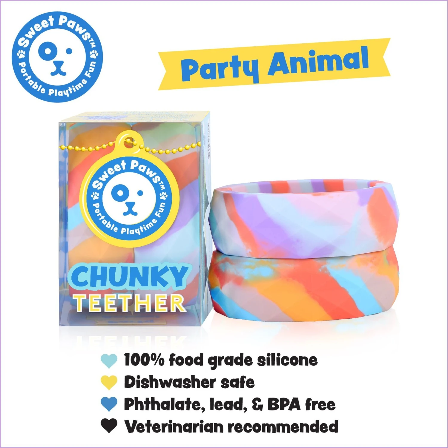 Sweet Paws Chunky Wearable Puppy Teether Stack Dog Toy, 2 Count - Image 3