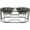 YML Wrought Iron Stand Dog & Cat Feeder Bowl, Stainless Steel