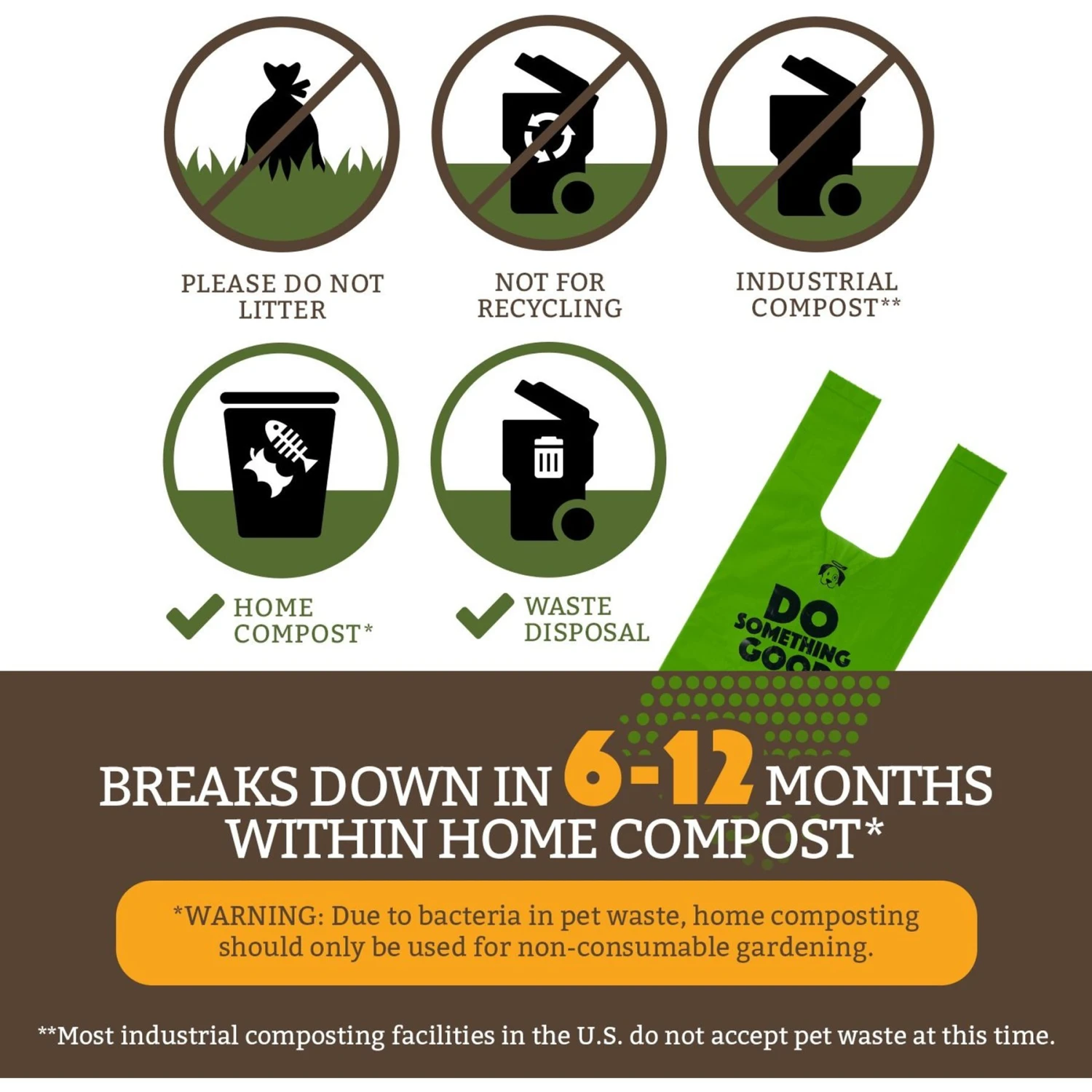 Doggy Do Good Certified Home Compostable Premium Dog & Cat Waste Bags, Small Handle Bags - On Rolls - Image 5