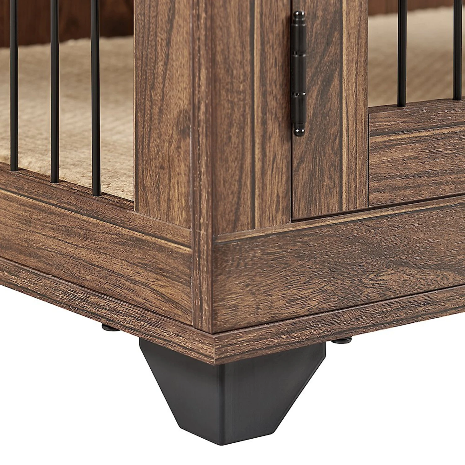 Unipaws Wooden Wire Furniture End Table Dog Crate, Walnut - Image 6