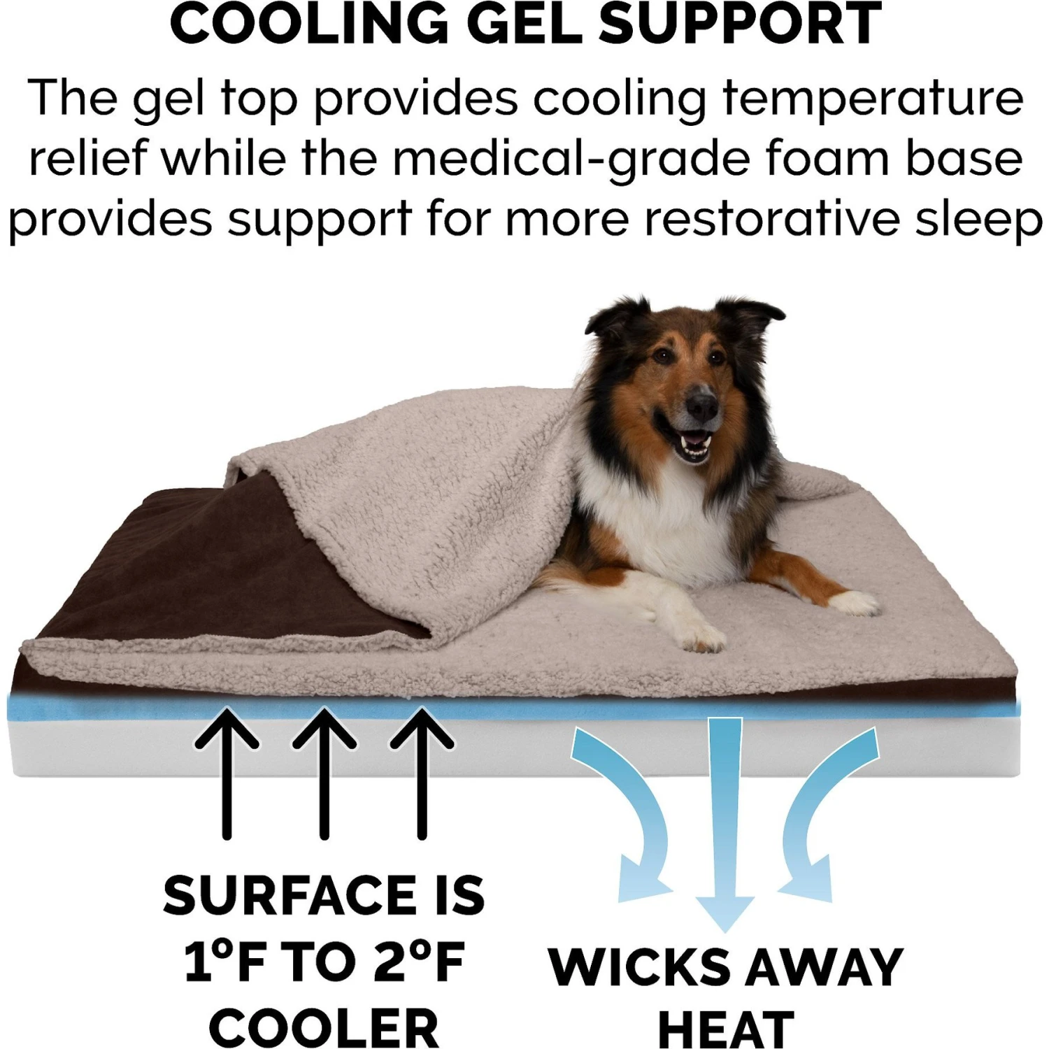 FurHaven Berber & Suede Blanket Top Cooling Gel Cat & Dog Bed - Image 7