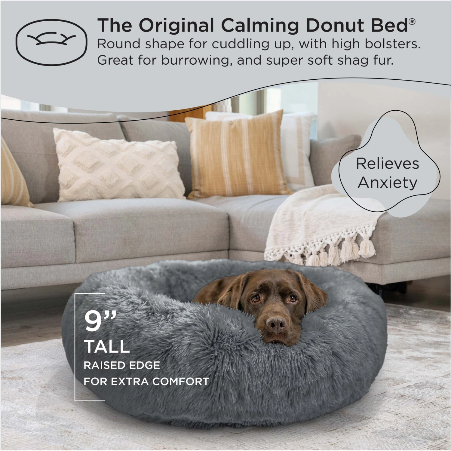 Best Friends By Sheri The Original Calming Shag Fur Donut Cuddler Cat & Dog Bed - Image 5
