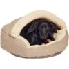 Precious Tails Herringbone Canvas Fleece Deep Dish Covered Cat & Dog Bed