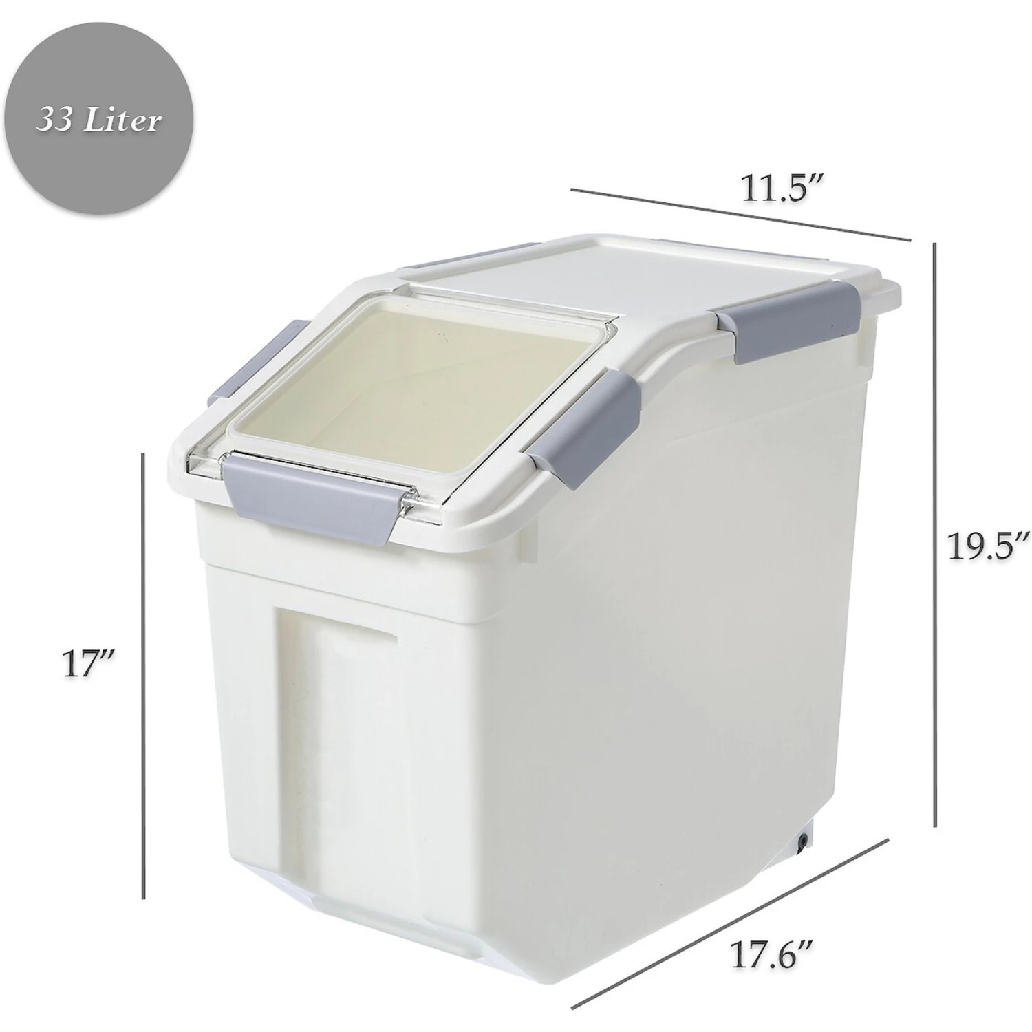 Hanamya Pet Food Storage Container With Measuring Cup, White & Gray - Image 4