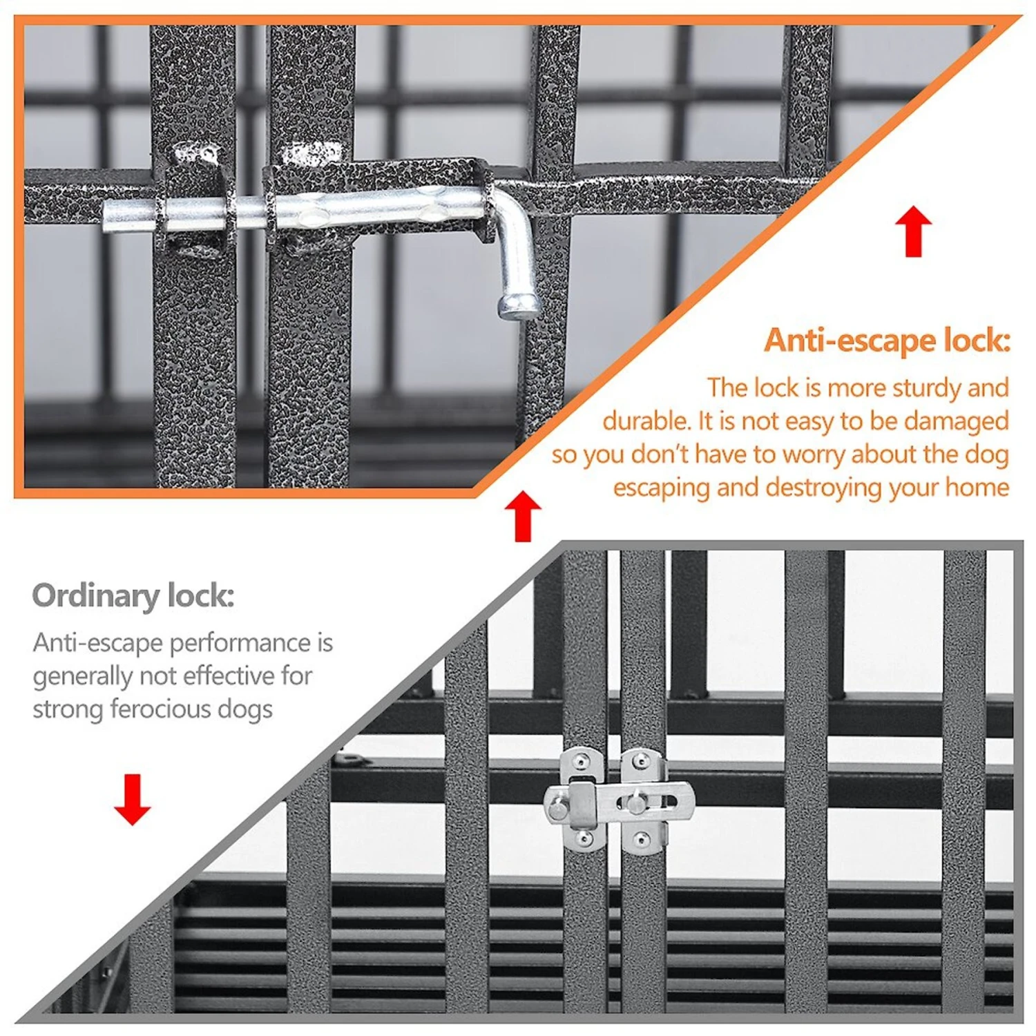 SMONTER Heavy Duty Metal Anxiety Indoor & Outdoor Large Breed Dog Crate, Dark Silver - Image 5