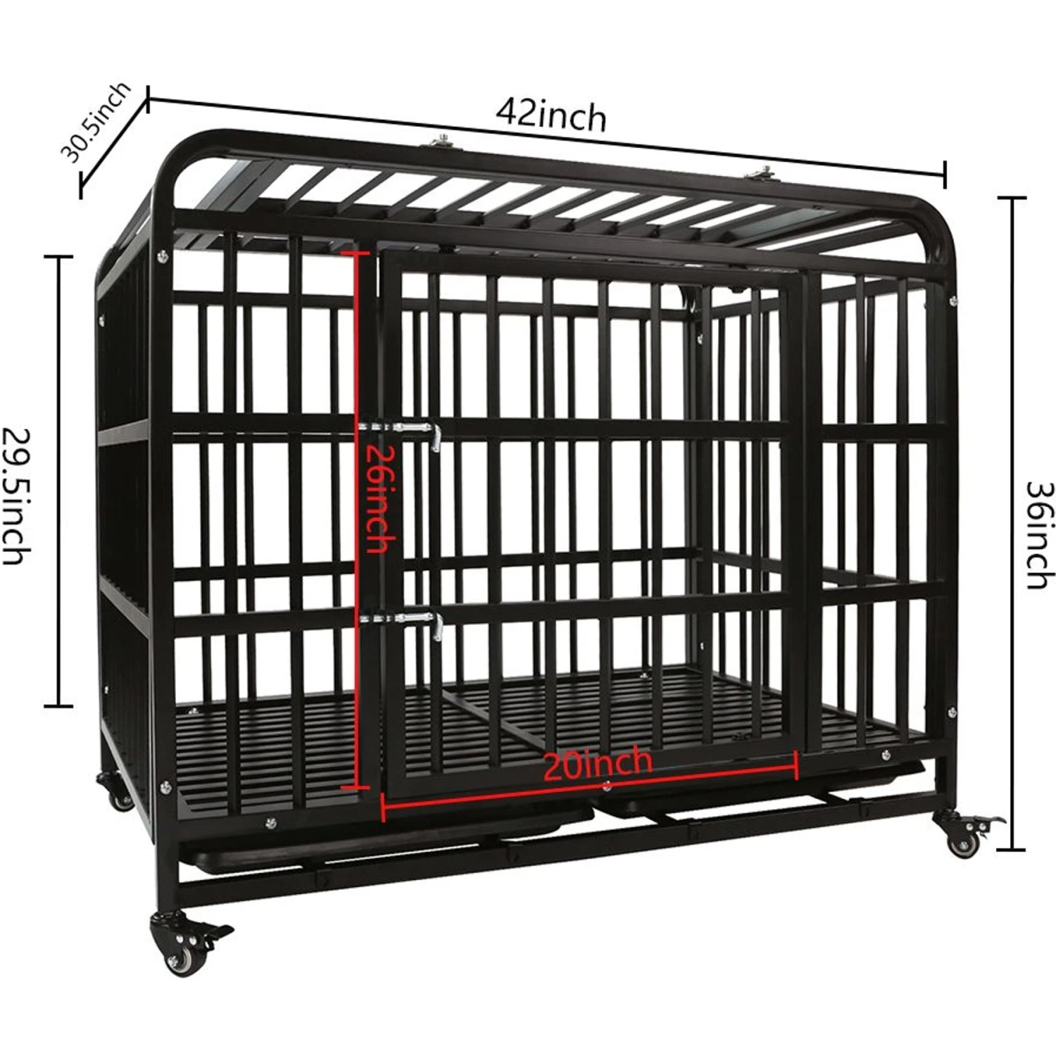 SMONTER Heavy Duty Metal Indoor & Outdoor Medium & Large Breed Dog Crate, Dark Silver - Image 2