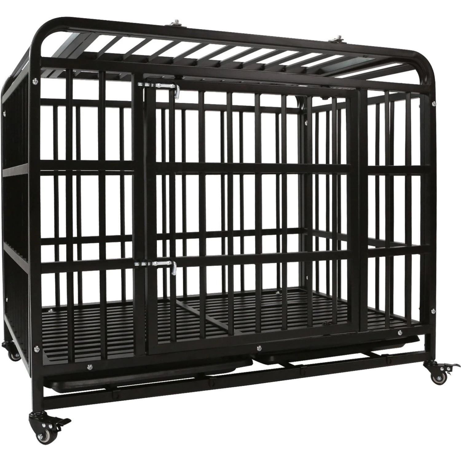 SMONTER Heavy Duty Metal Indoor & Outdoor Medium & Large Breed Dog Crate, Dark Silver - Image 3