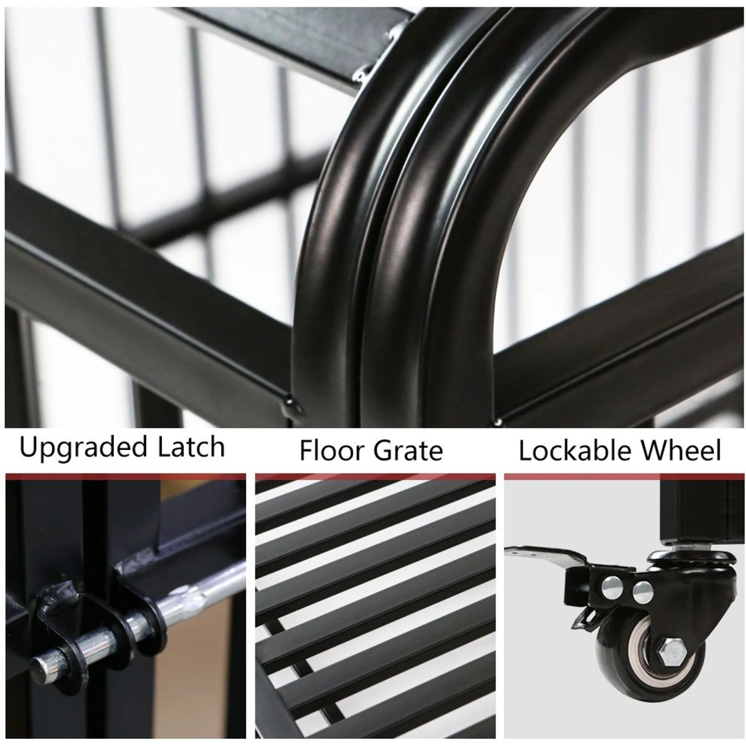 SMONTER Heavy Duty Metal Indoor & Outdoor Medium & Large Breed Dog Crate, Dark Silver - Image 4