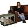 Pet Gear The Other Door Double Door Collapsible Wire Dog Crate & Plush Pad, Sage