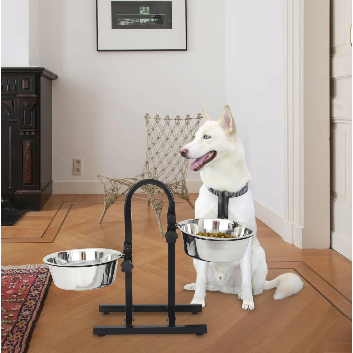 Iconic Pet U Design Adjustable Stainless Steel Pet Double Dog Bowl - Image 7
