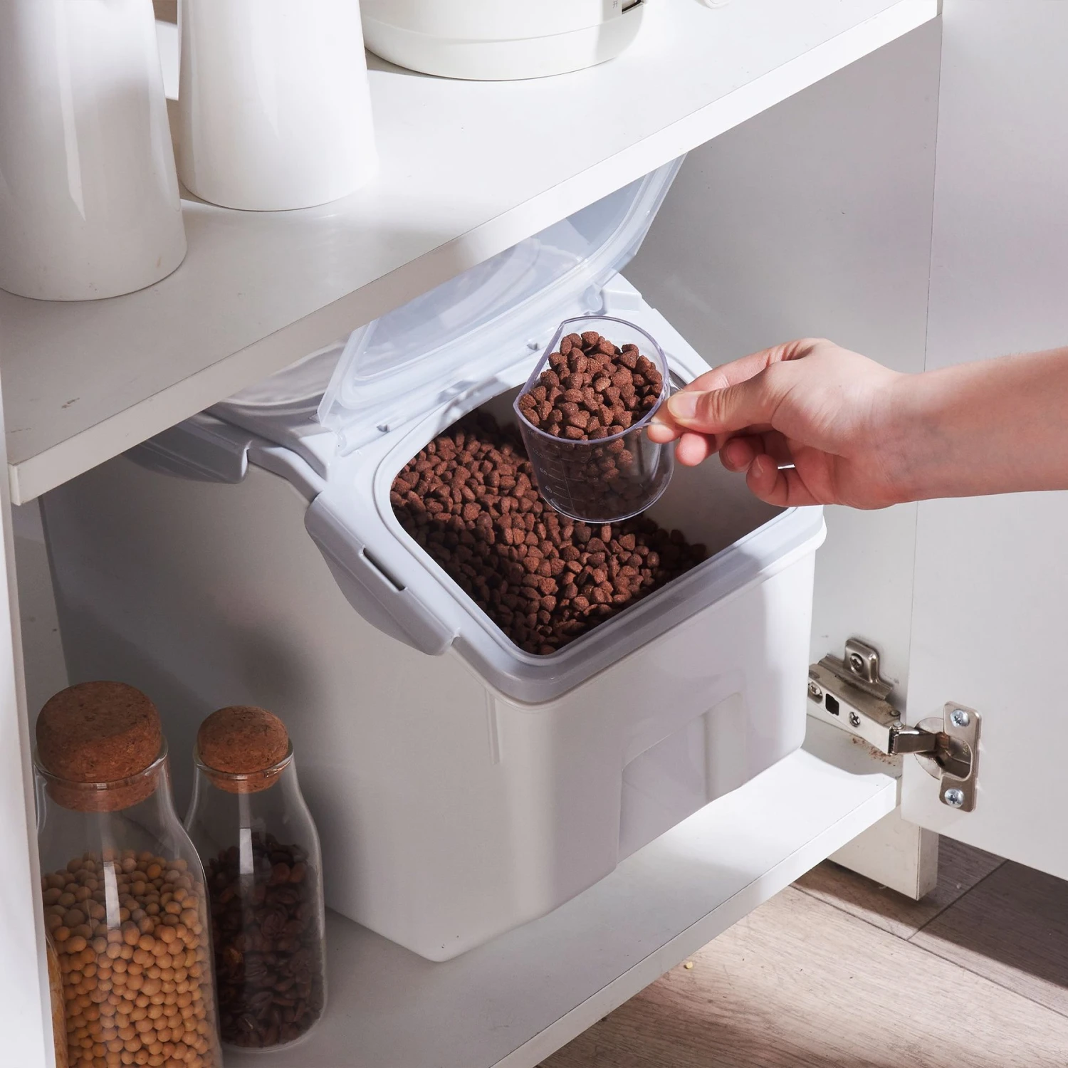 Hanamya Container With Measuring Cup Dog & Cat Food Storage - Image 2