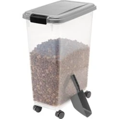 IRIS Airtight Cat, Dog & Bird Food Storage Container With Attachable Casters
