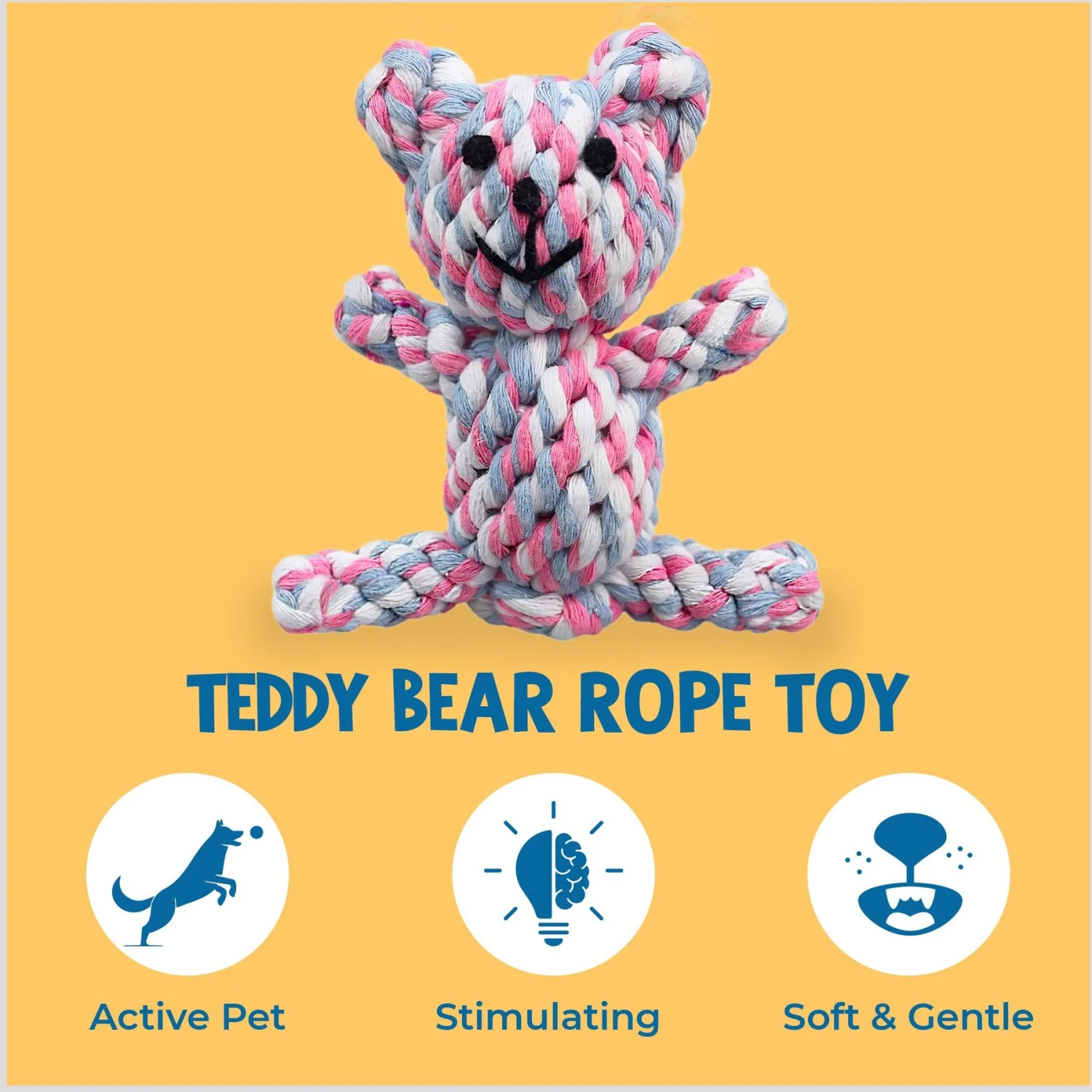 SunGrow Teddy Bear Dog & Small Pet Dental Chews Toy, 5-in - Image 2