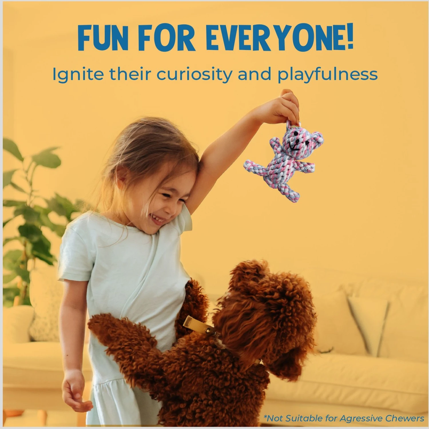 SunGrow Teddy Bear Dog & Small Pet Dental Chews Toy, 5-in - Image 3