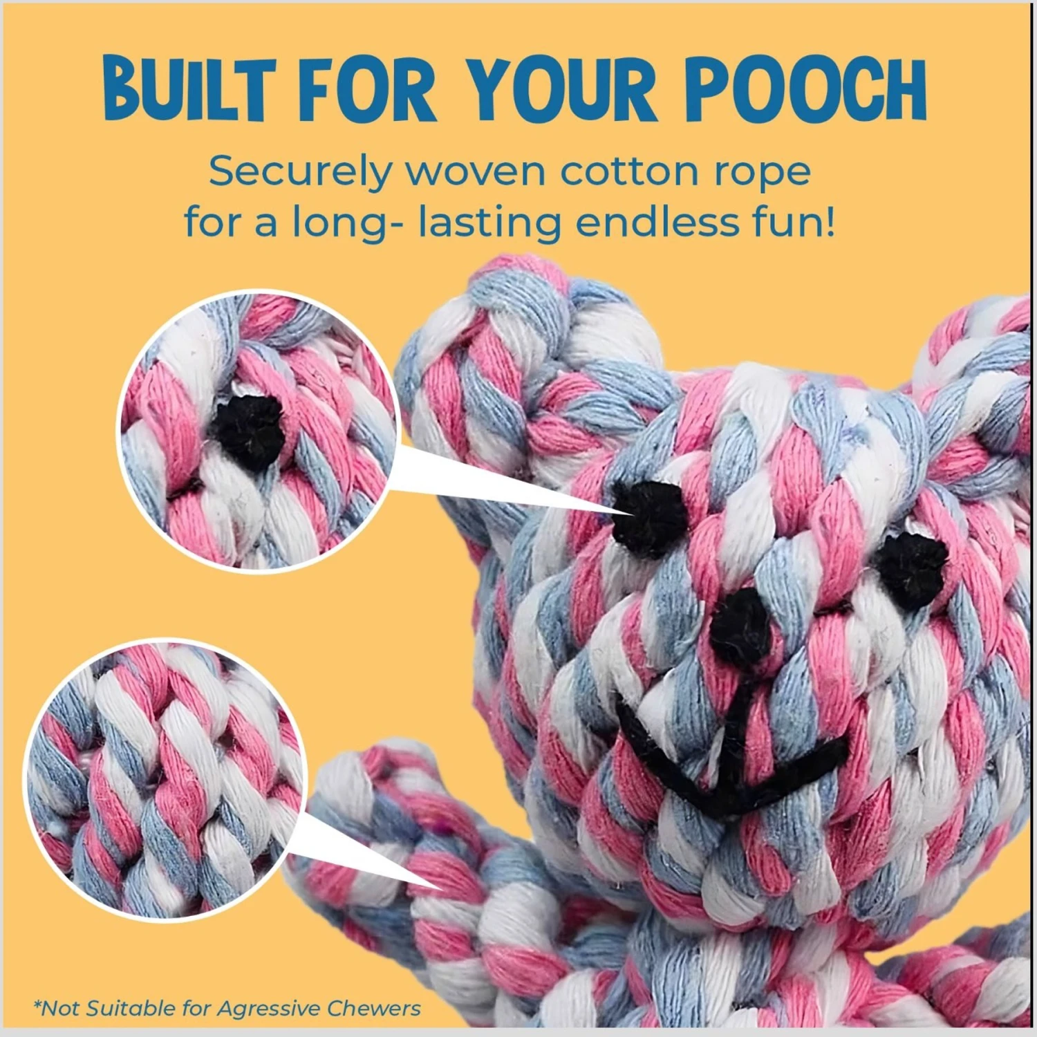 SunGrow Teddy Bear Dog & Small Pet Dental Chews Toy, 5-in - Image 5