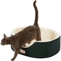 Armarkat Oval Bolster Cat & Dog Bed, Laurel Green/Ivory