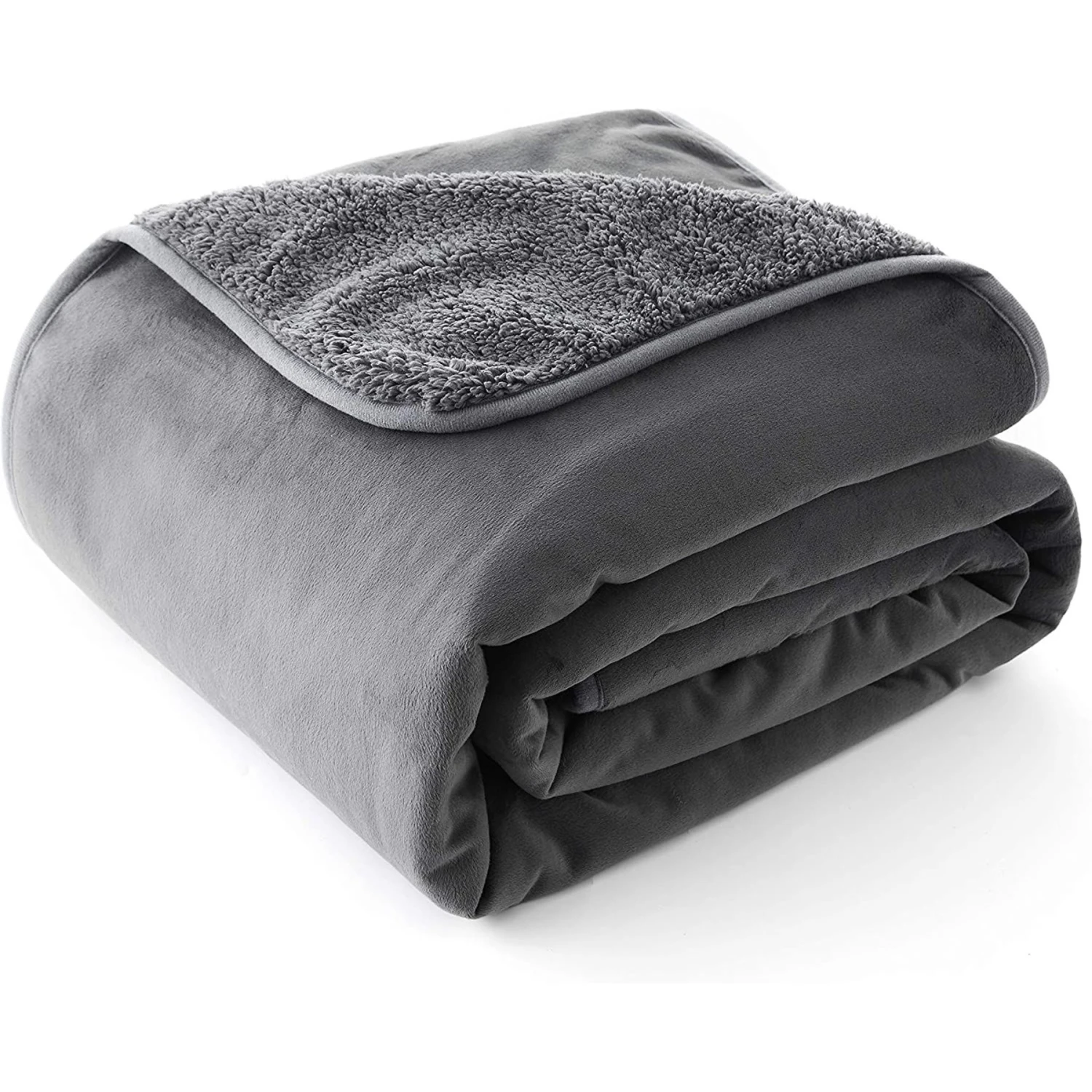 Allisandro Extra Soft Micro Fleece With Sherpa Triple Layer Tech Waterproof Cat & Dog Blanket, Dark Grey