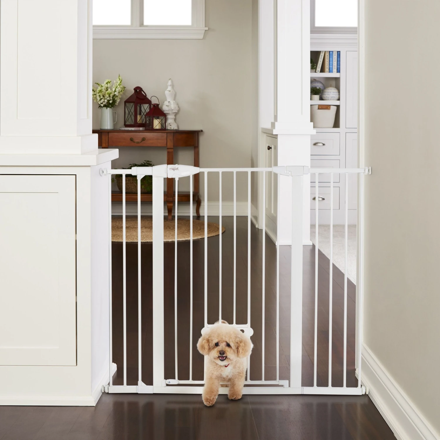 MyPet Extra Tall & Wide Walk Thru Easypass Cat & Dog Gate, White - Image 2