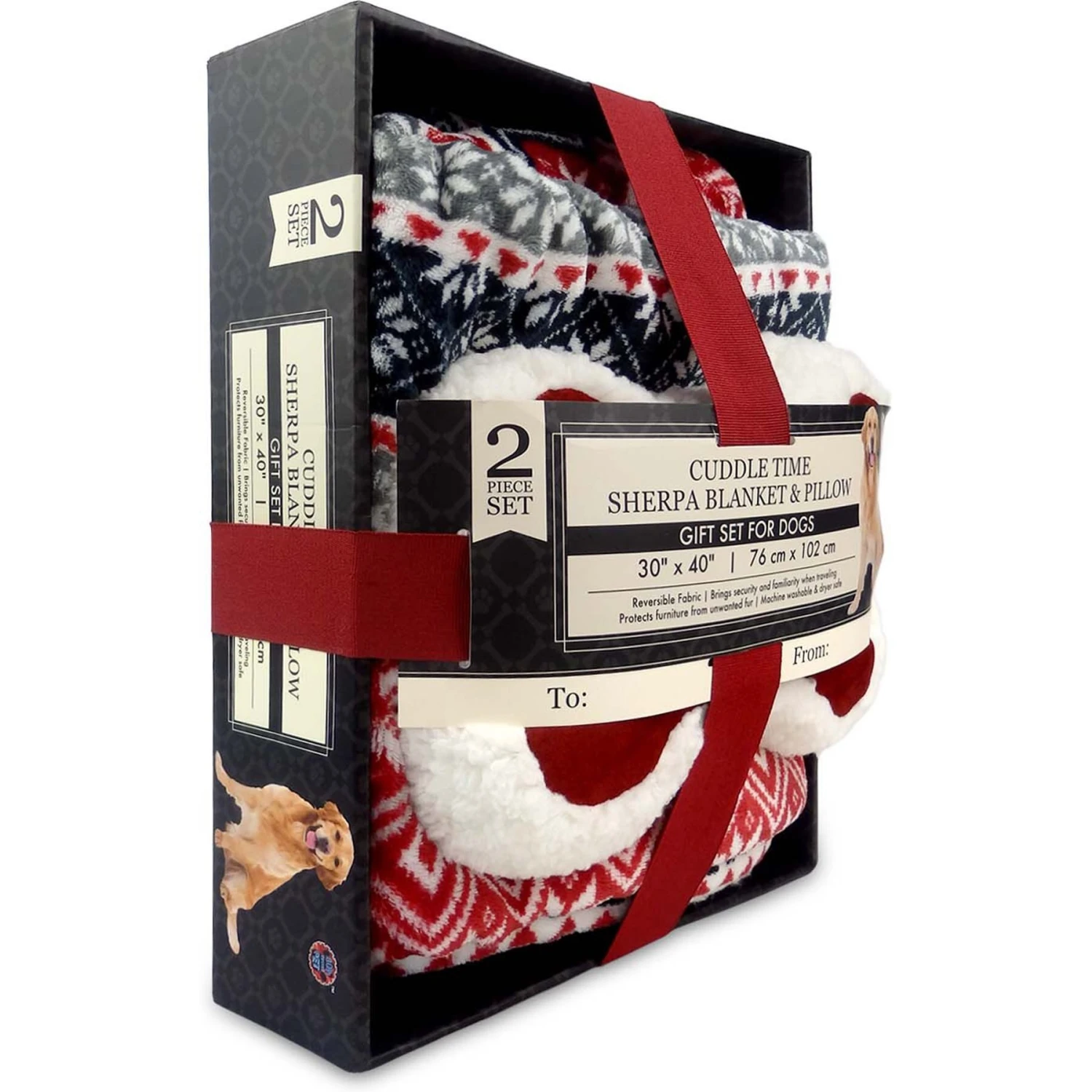 Bow-Wow Pet Sherpa Dog Blanket & Pillow Set - Image 2