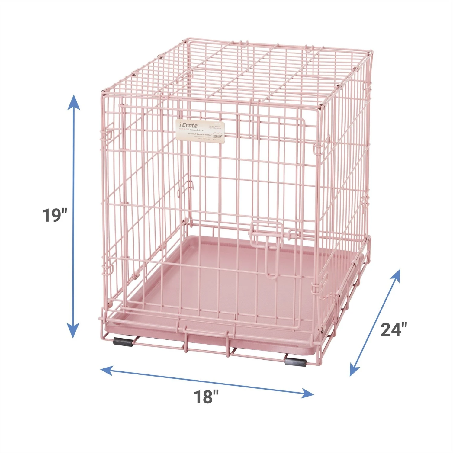 MidWest ICrate Single Door Collapsible Wire Dog Crate, Pink, 24 Inch - Image 3