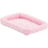 MidWest Quiet Time Fashion Plush Bolster Dog Crate Mat, Pink