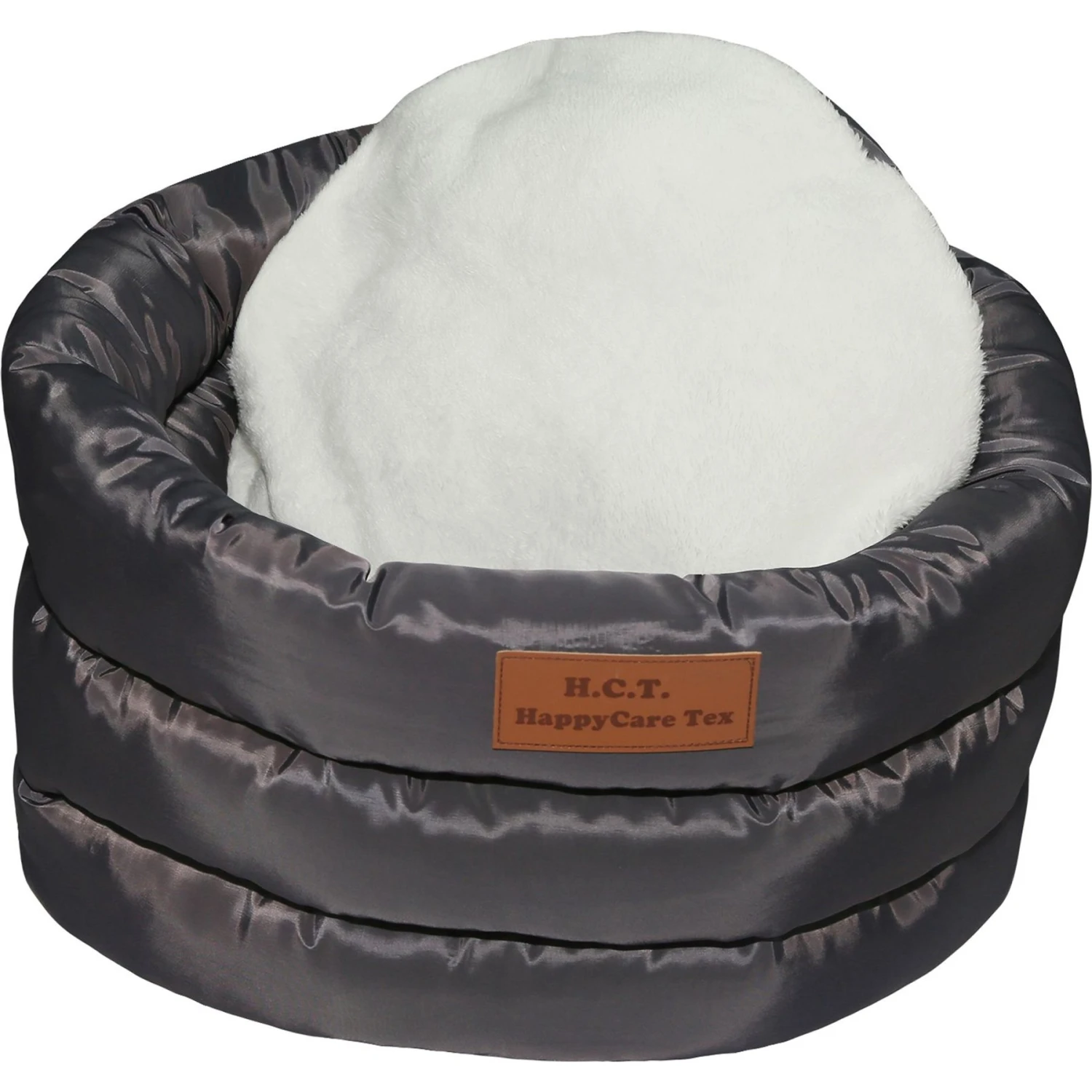 HappyCare Textiles Durable Round Velvet Puppy Dog Bed With Removable Cushion - Image 5