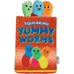 Outward Hound Snack Bag Yummy Worms Puzzle Squeaky Dog Toy, Red
