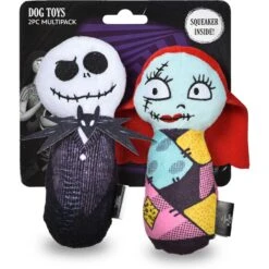 Fetch For Pets Disney Nightmare Before Christmas Halloween Jack And Sally Bobo Dog Plush Toy, 6-in, 2 Count