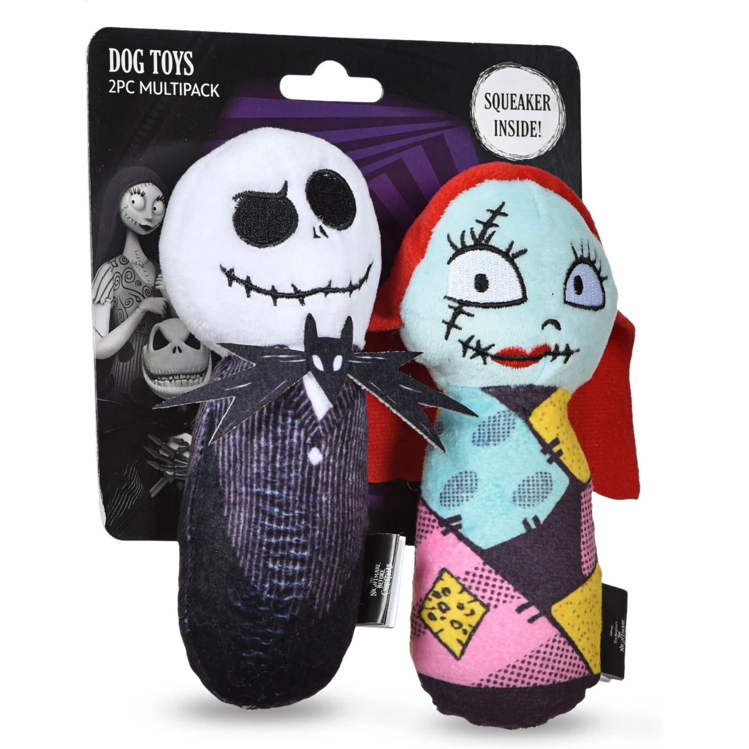 Fetch For Pets Disney Nightmare Before Christmas Halloween Jack And Sally Bobo Dog Plush Toy, 6-in, 2 Count - Image 2