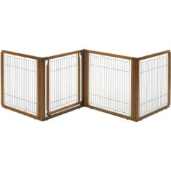 Richell Convertible Elite 4-Panel Gate For Dogs & Cats, Brown
