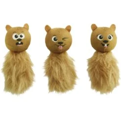 Outward Hound Plush Replacement Chipmunk Toys For Snuffle N' Treat Dog Ball Puzzle, 3-pack, Brown