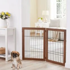 Unipaws Pet Gate Playpen 2-Panel Extension Kit, Walnut, Medium