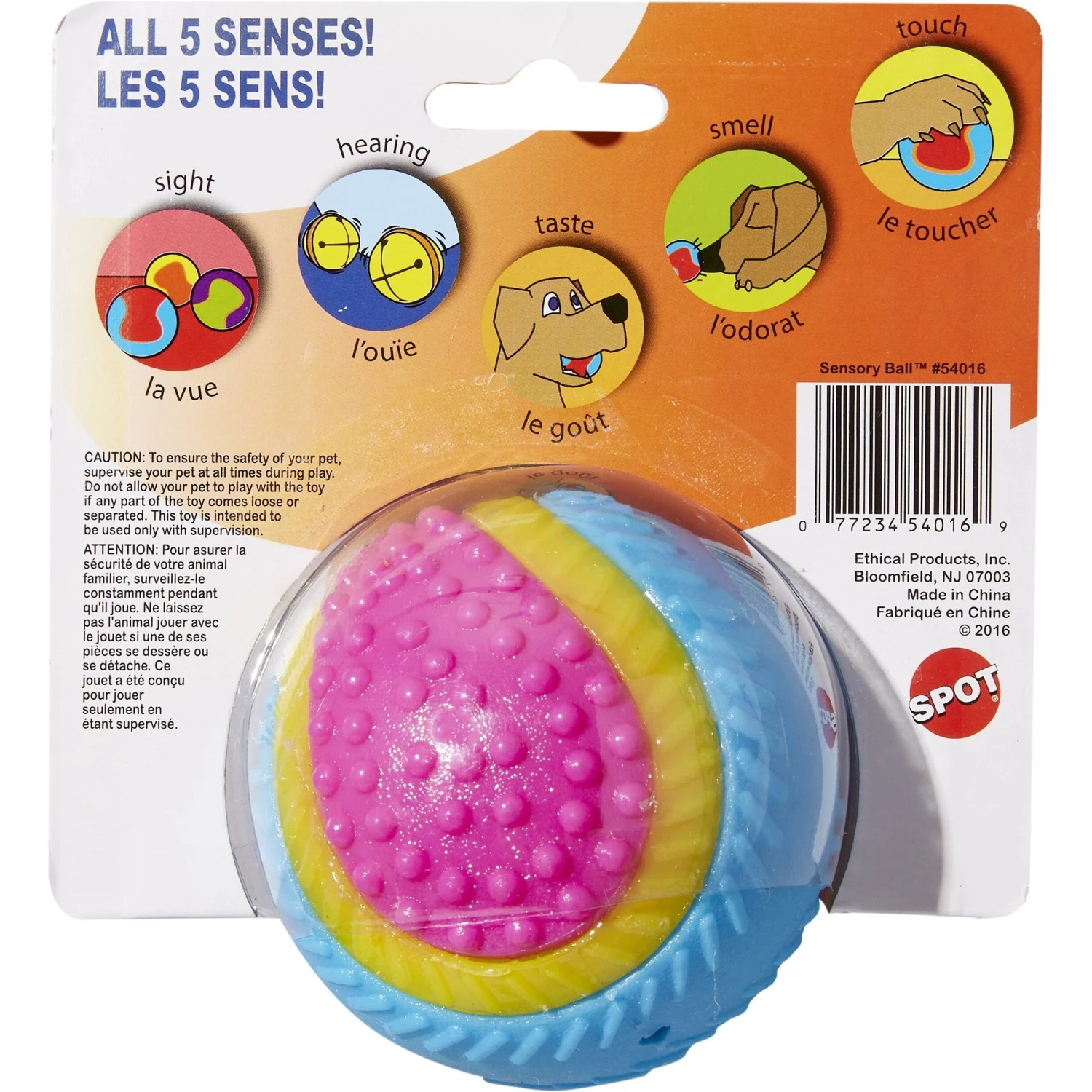 Ethical Pet Sensory Ball Tough Dog Chew Toy, Color Varies - Image 3
