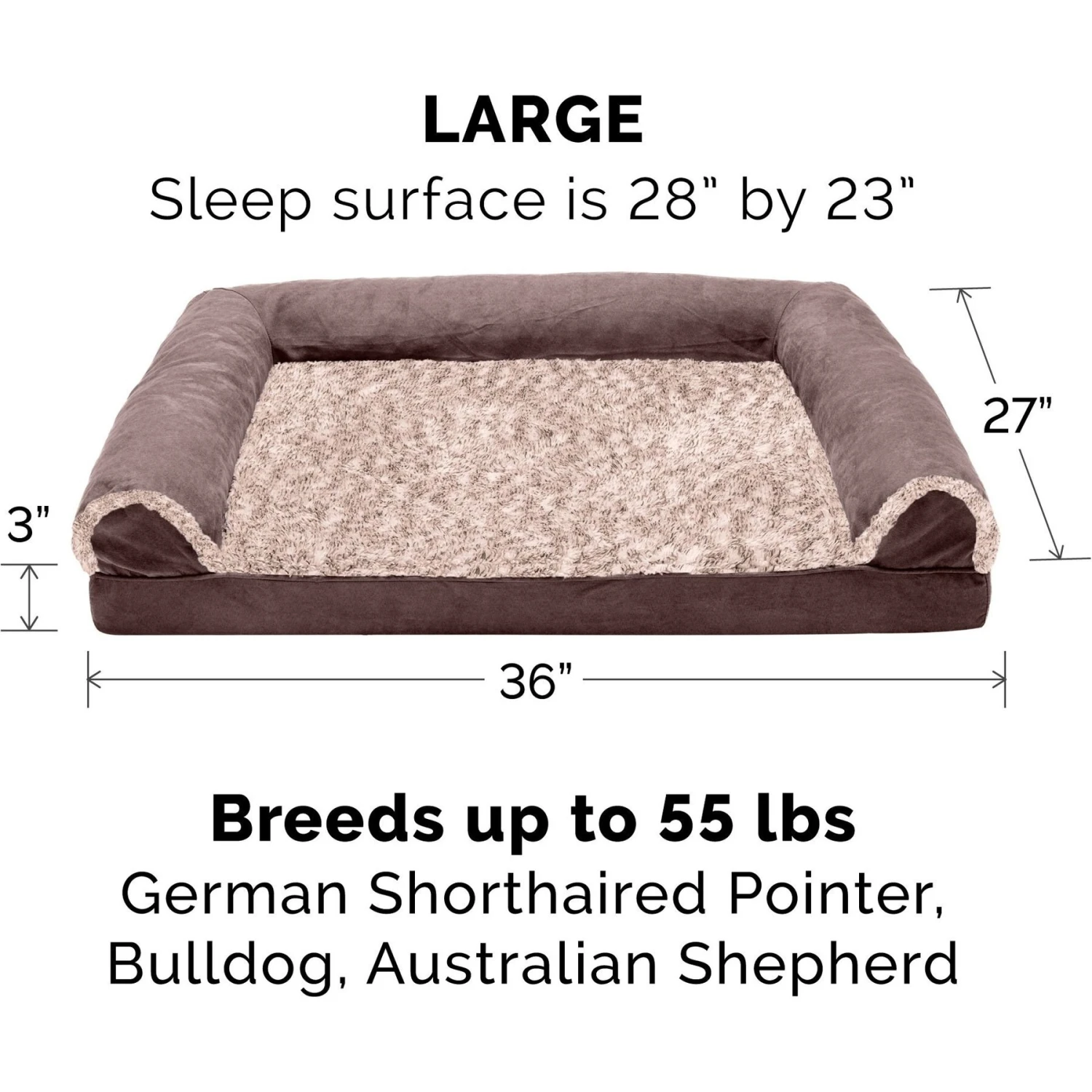 FurHaven Two-Tone Fur & Suede Orthopedic Cat & Dog Bed With Removable Cover - Image 3
