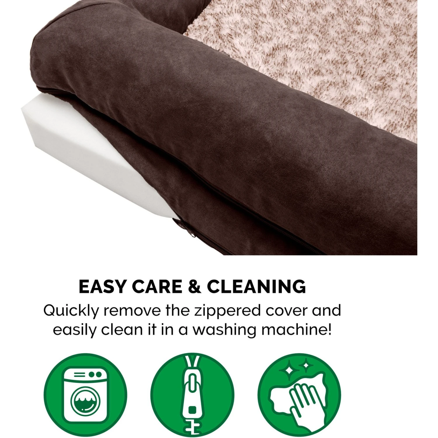 FurHaven Two-Tone Fur & Suede Orthopedic Cat & Dog Bed With Removable Cover - Image 9