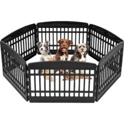 IRIS 6-Panel Dog Exercise Playpen, Black, Medium: 24-in
