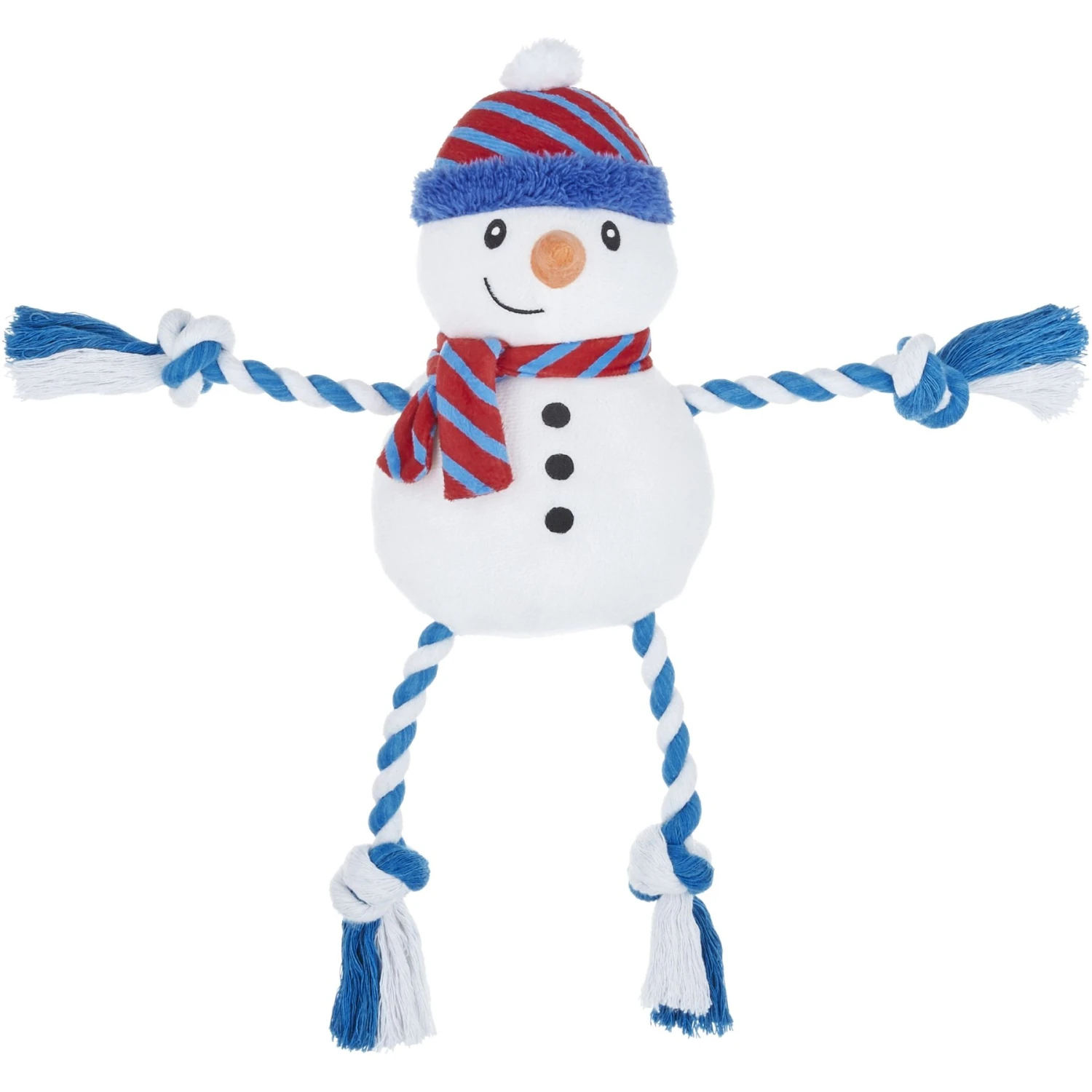 Frisco Holiday Snowman Plush With Rope Squeaky Dog Toy & Frisco Holiday Reindeer Plush With Rope Squeaky Dog Toy - Image 2